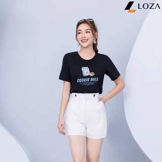 Áo phông nữ in hình cookie milk chất liệu Cotton Compact form vừa LOZA - PT702109