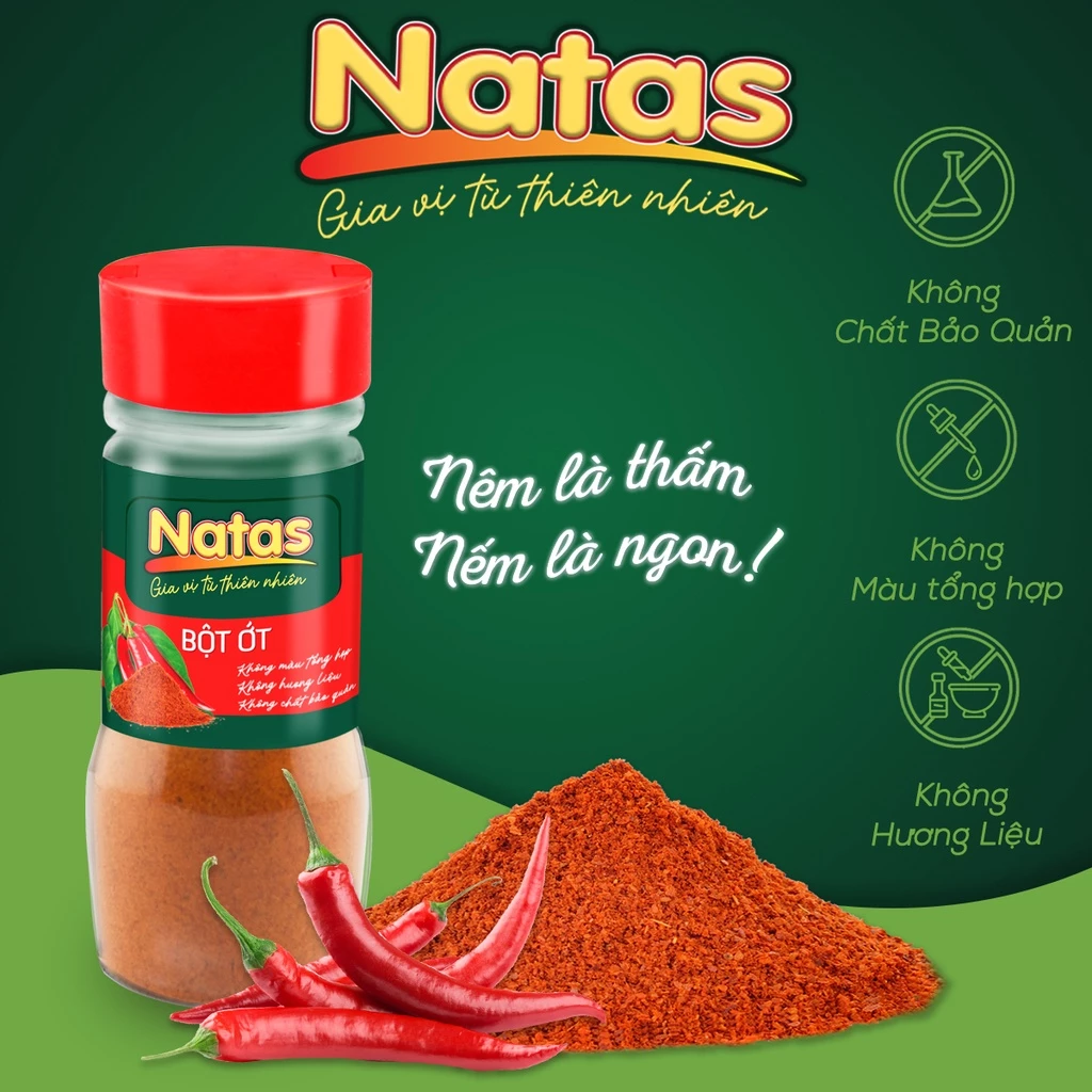Bột Ớt Natas Hũ 45g- Gia vị nấu ăn