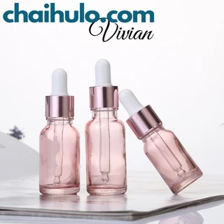 Chai lọ đựng tinh dầu, chai chiết serum, mỹ phẩm thủy tinh màu hồng - Hàng loại đẹp, sang trọng, hiện đại