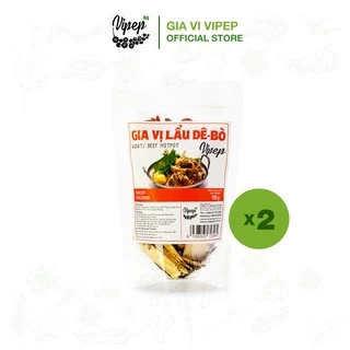 Combo 2 Gói Gia Vị Nấu Lẩu Dê - Bò Tự Nhiên Vipep 115g - Gia vị Vipep