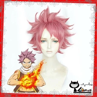 [sẵn] Wig/tóc giả cosplay Natsu Dragneel - Fairy Tail màu hồng khói [Miu Cosplay]