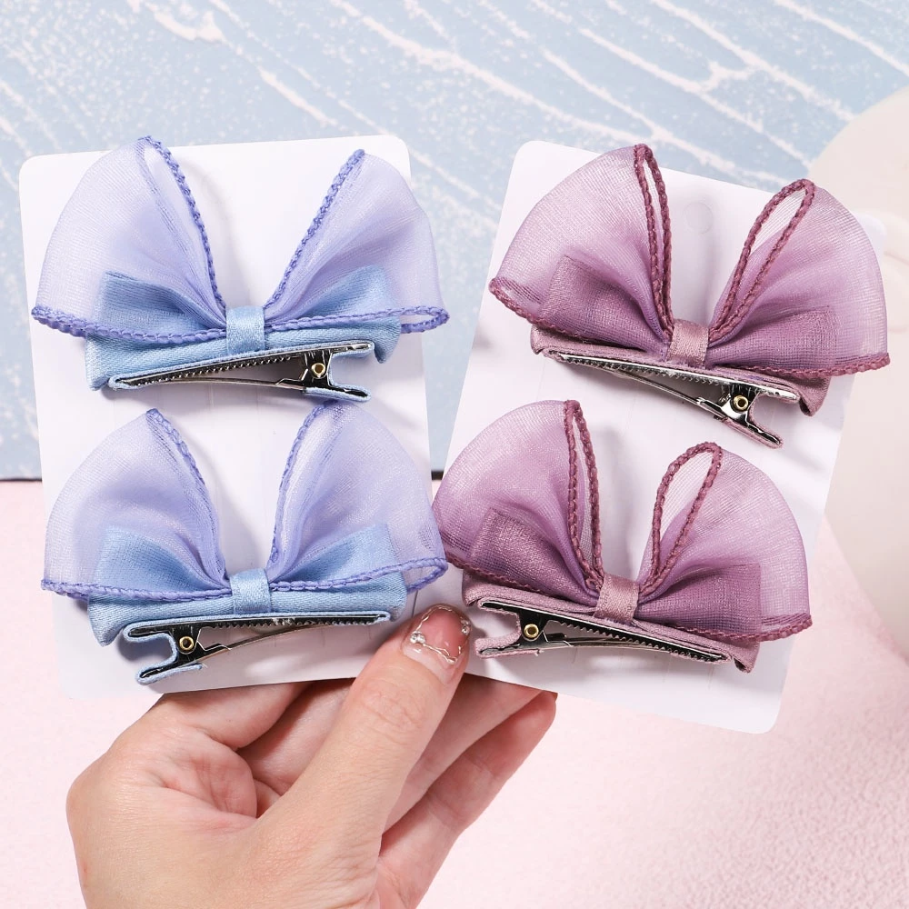 RainBow Bows Set 2 Kẹp Tóc Nơ 3Inch Màu Sắc Ngọt Ngào Phong Cách Hàn Quốc Cho Bé Gái