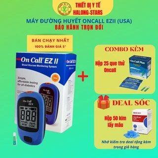 Máy đo, thử đường huyết Acon On Call EZII (USA), máy test tiểu đường dùng que thử Oncall Plus [Halong Stars]
