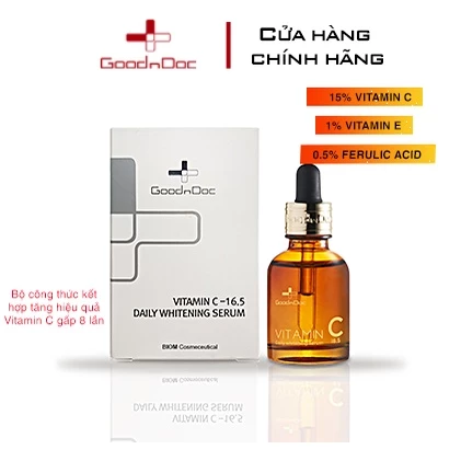 Serum Dưỡng Trắng Sáng Da, Giảm Thâm Nám Sạm Da, Chống Lão Hóa GoodnDoc Vitamin C 16.5 Daily Whitening