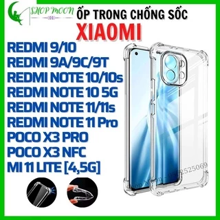 Ốp lưng Redmi 9/9A/9i/9C/9T/K30, Note 10/10s/10 5G/11/11s/11 Pro, Poco X3/NFC/Pro, Mi 11 Lite - Chống sốc trong suốt dẻo