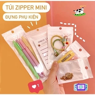 Túi zip mini đựng phụ kiện,bút viết các loại nhiều size có lỗ treo tiện lợi