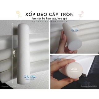 mút xốp dẻo pe foam cây tròn lõi đặc 4cm dài 20cm - 60cm dùng làm cốt bó hoa giả, hoa sáp