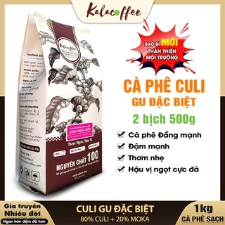 1Kg Cà phê rang Mộc CAFE CULI gu đặc biệt Kalacoffee Nguyên Chất 100%, Cực Mạnh, Thơm ngon, Đậm đà