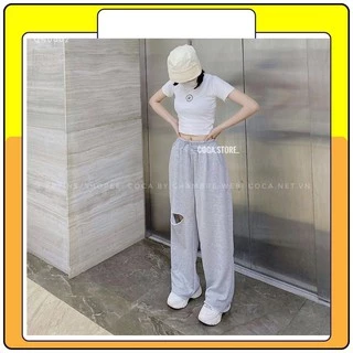 Quần culottes nữ ống suông trơn , quần ống rộng cotton rách gối cạp cao form to đẹp Queenshop