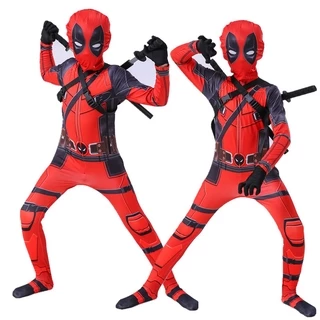 Bộ Áo Liền Quần Hóa Trang Deadpool / Captain America Dịp Halloween Cho Bé