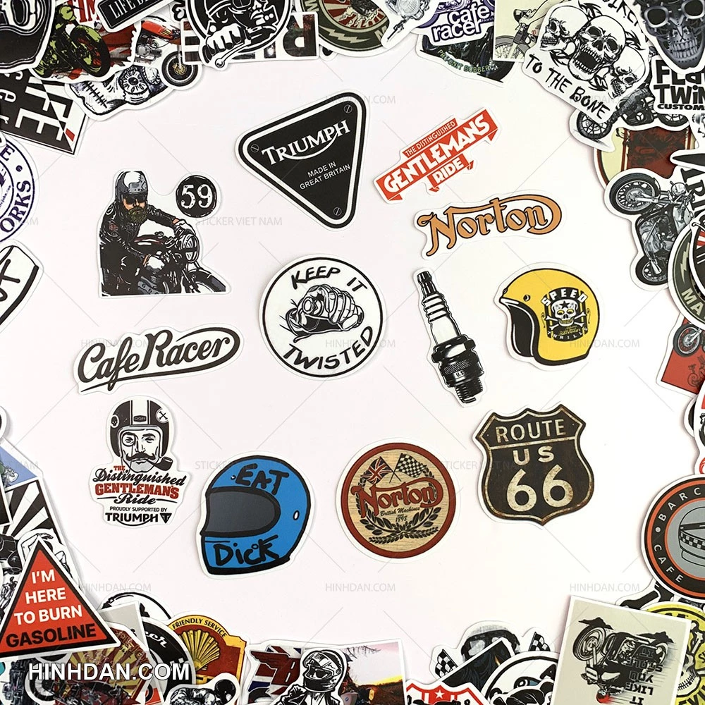 CAFE RACER Sticker xe decal hình dán chống nước trang trí xe, laptop, nón bảo hiểm