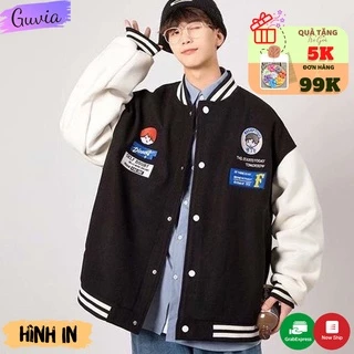 Áo Bomber nỉ DINER Ulzzang form rộng Unisex áo khoác nỉ bông lớp GUVIA AKN13