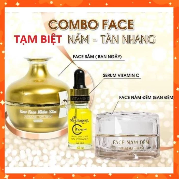 [SALE] Kem Face Nhân Sâm + Serum Skin Care + Kem Face Nám Đêm NCOLLAGEN - Tạm biệt tàn nhang, xua tan vết nám