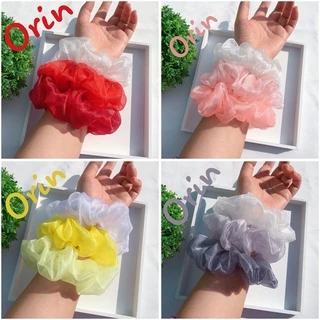 Set 3 dây buộc tóc, cột tóc scrunchies voan nhiều màu siêu xinh Orin K1217