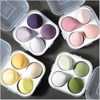 Hộp 4 bông mút trang điểm tông màu Pastel xinh xắn A5 - Sammi Beauty