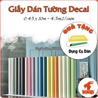 Giấy Decal Dán Tường màu trơn có sẵn keo chống ẩm cuộn 10m x 45cm