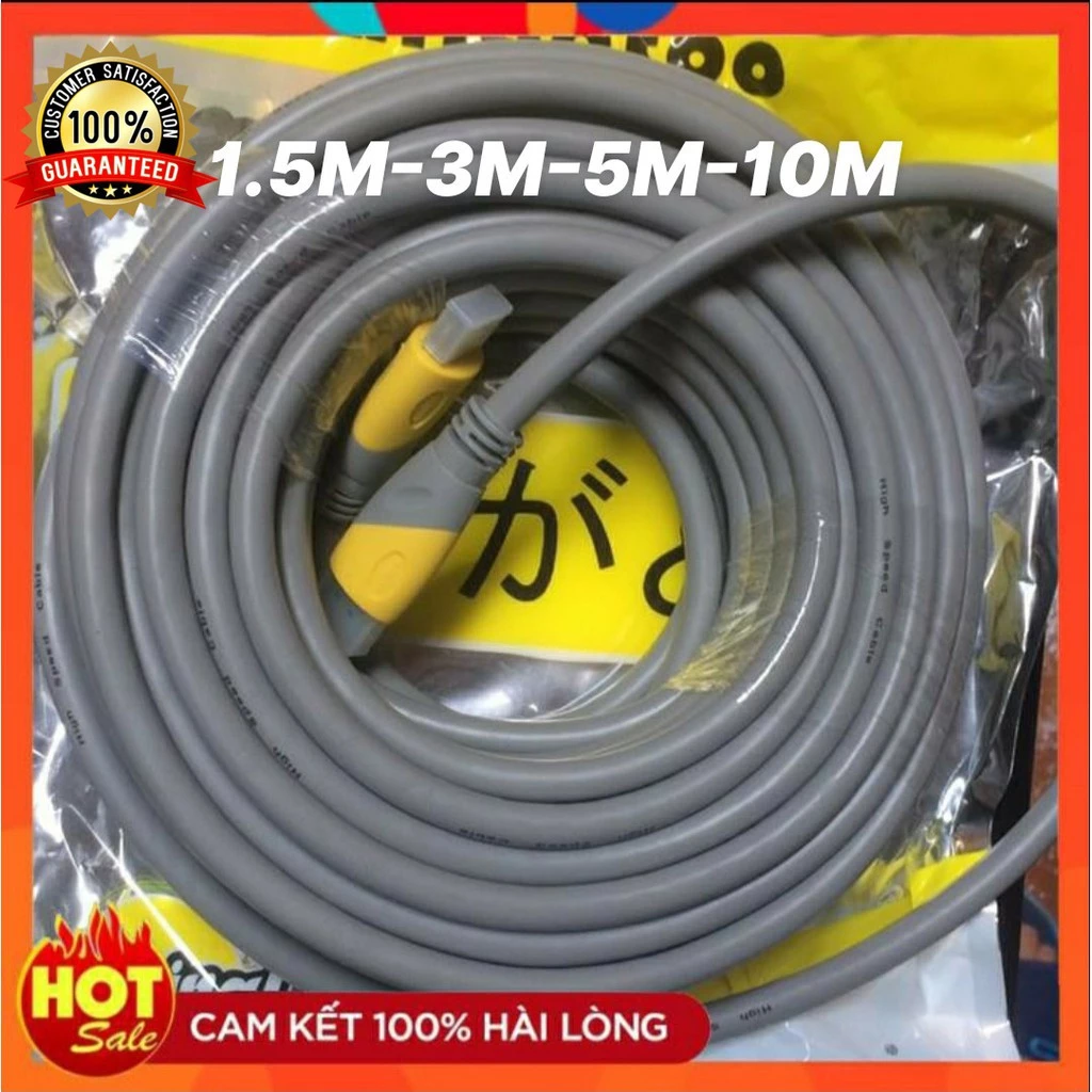 Cáp HDMI ARIGATO 1.5m 3m 5m 10m lõi đồng HDTV 4K*2K (19+1) - Dây HDMI To HDMI tròn chuẩn FULL HD 1080p