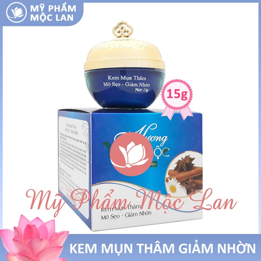 Kem Mụn, Thâm, Mờ Sẹo, Giảm Nhờn - Kem Hương Thảo Mộc 15g - Mỹ phẩm Mộc Lan (HTMMUN15)