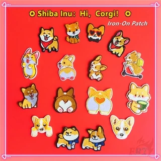 Hình thêu hình chó Shiba Inu Hi Corgi