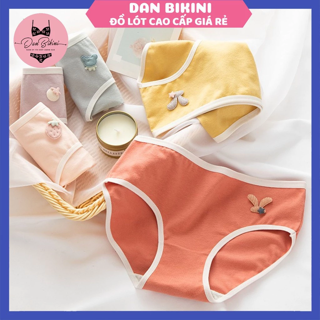 Quần Lót Nữ ❤️FREESHIP❤️ Quần Lót Nữ Cotton trơn mềm mại tôn dáng phối icon đáng yêu mã A328