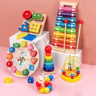 Combo 6 món đồ chơi gỗ_ đồ chơi trí tuệ cho bé