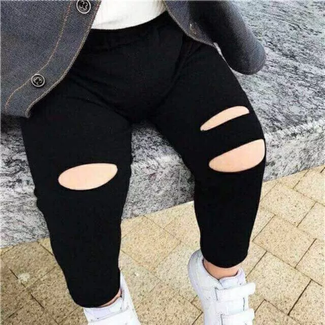 Hot trend | QUẦN LEGGING THUN RÁCH GỐI UNISEX CỰC CHẤT CHO BÉ 8-18KG