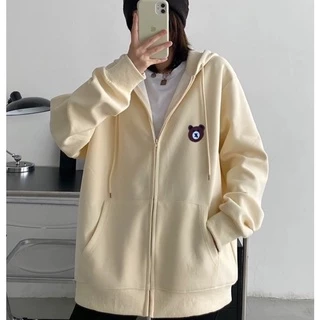 Áo khoác hoodie zip chất nỉ bông 2 lớp in hình gấu