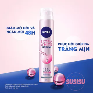 Xịt thơm toàn thân nữ NIVEA Extra White Serum Anti-Perspirant 100ml