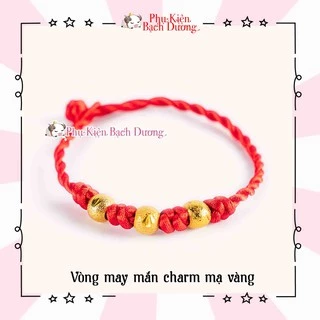 Vòng chỉ đỏ may mắn mix charm mạ vàng, Có sẵn, Quà tặng ý nghĩa.