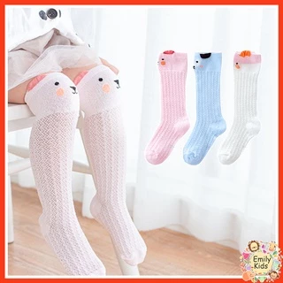 Vớ Cotton Cao Tới Gối Phối Lưới Thoáng Khí Thoải Mái Dễ Thương Cho Bé 0-3 Tuổi