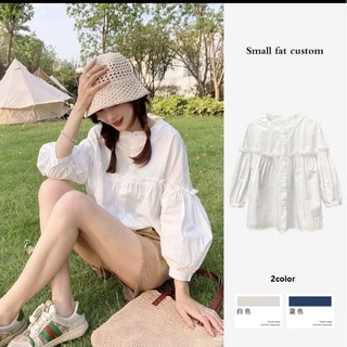 áo babydoll cổ tàu tay lỡ ulzzang áo kiểu nữ