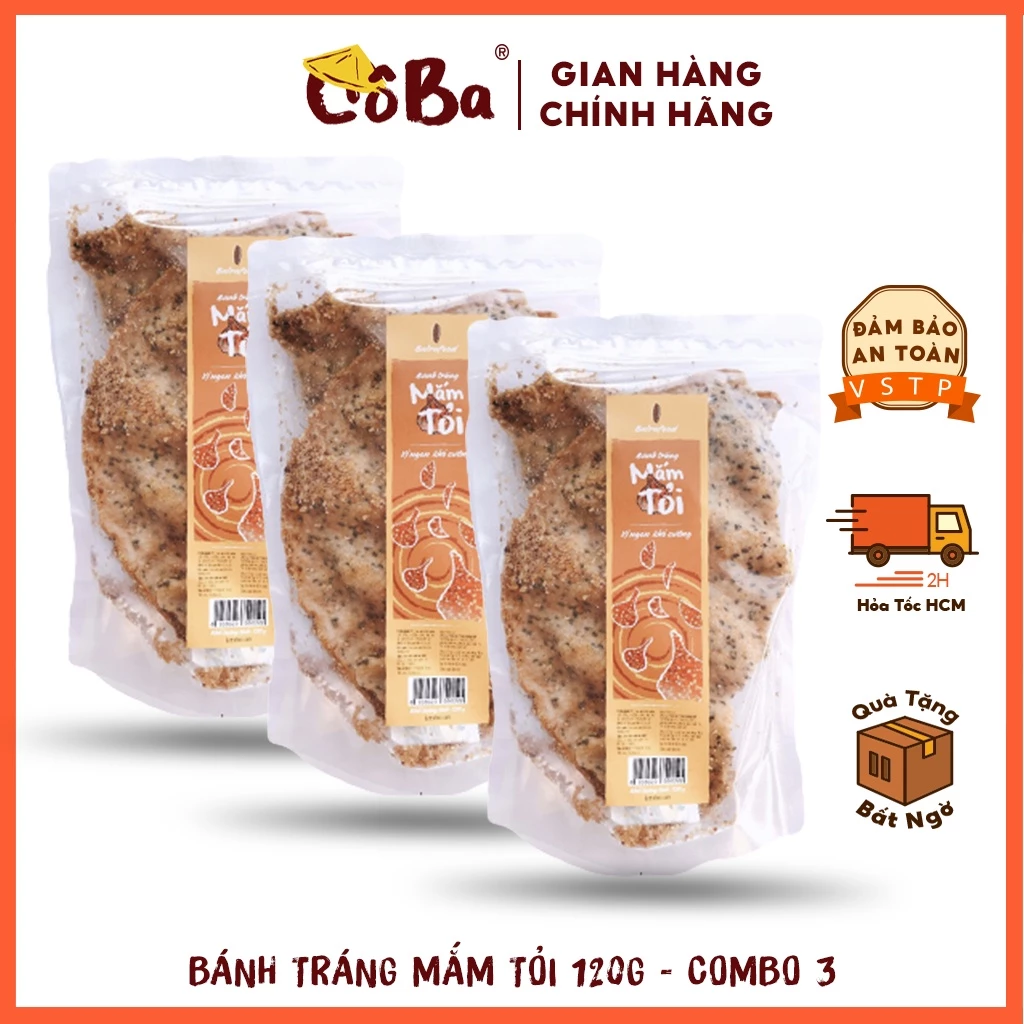 Bánh Tráng Nướng Mắm Tỏi Cô Ba [COMBO 3] 120G Đồ Ăn Vặt Cổng Trường Ngon SỊN SÒ Thơm Ngon Đậm Vị Giá Rẻ Nhất HOT CB011