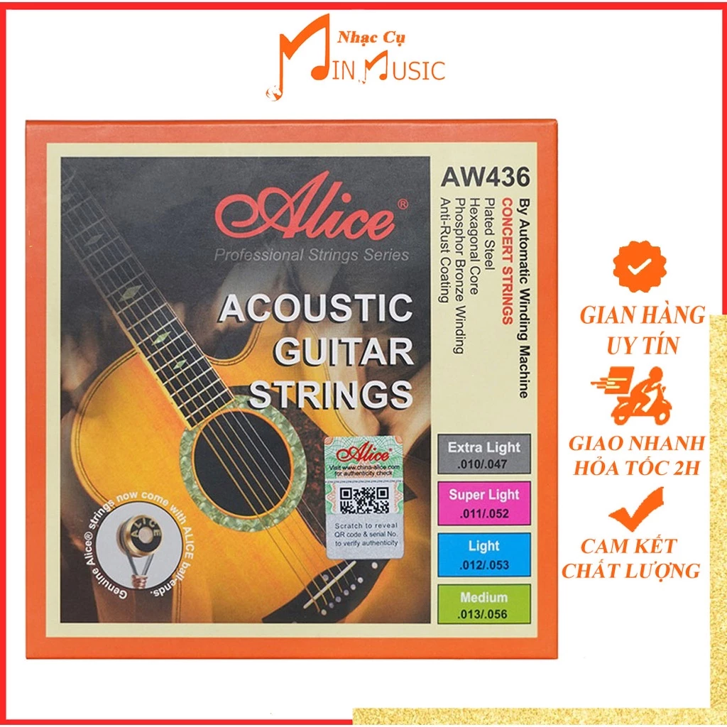 Dây đàn guitar acoustic Alice AW436 I Dây Sắt Size Chuẩn ,Hàng Cao Cấp Chính Hãng