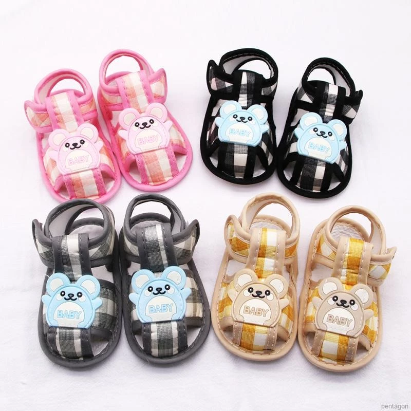 Giày sandal cotton đế mềm phối hình dễ thương chống trượt dành cho bé