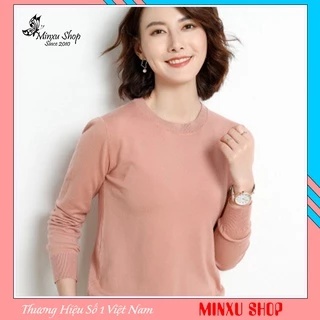 Áo len dài tay, áo len nữ cổ tròn bo gấu nhiều màu nhiều size hàng Quảng Châu Minxu shop ALE