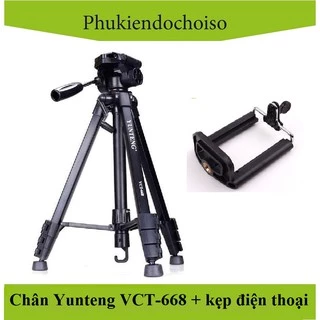 Chân máy ảnh YUNTENG VCT-668 ( Chính hãng)-China . Tặng kẹp điện thoại