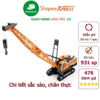 Mô hình đồ chơi xe cần cẩu nâng hàng kích thước lớn quay 360 độ với dây móc nâng hạ