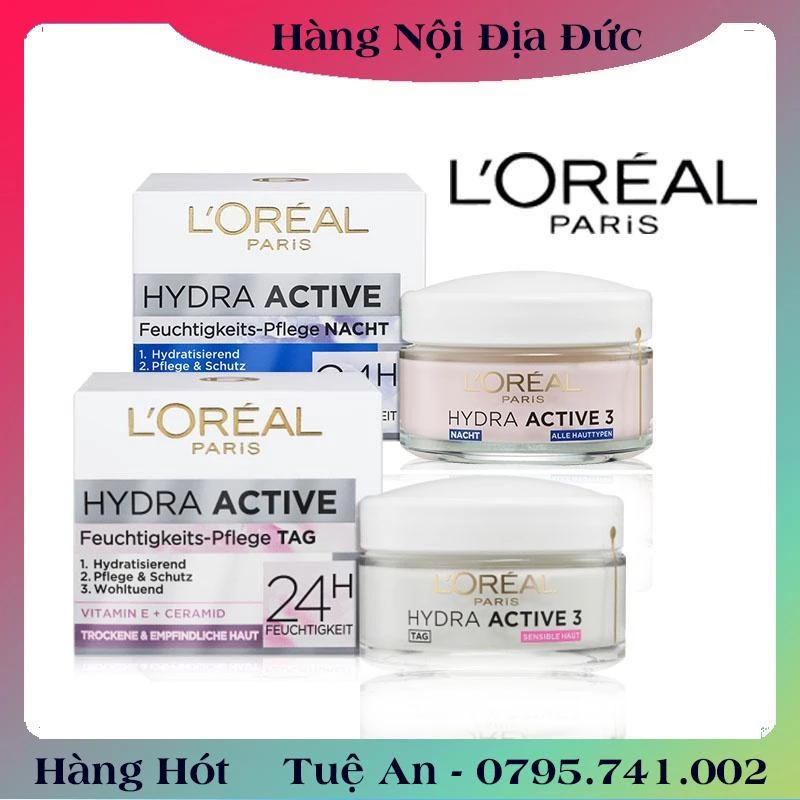 [auth] Kem dưỡng da Loreal Hydra Active 3 24h - Nội địa Đức Đủ Bill [Hot] .