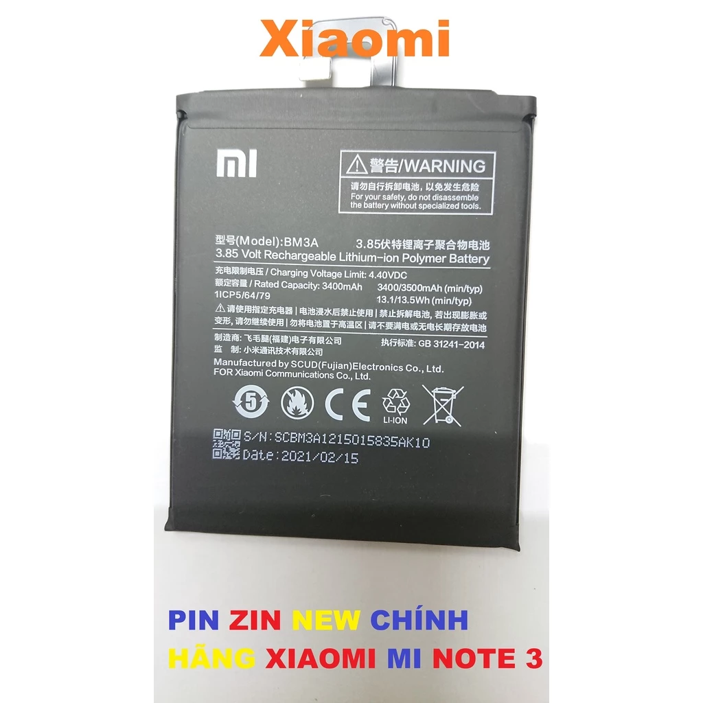 PIN ZIN NEW CHÍNH HÃNG CHO XIAOMI MI NOTE 3-BM3A