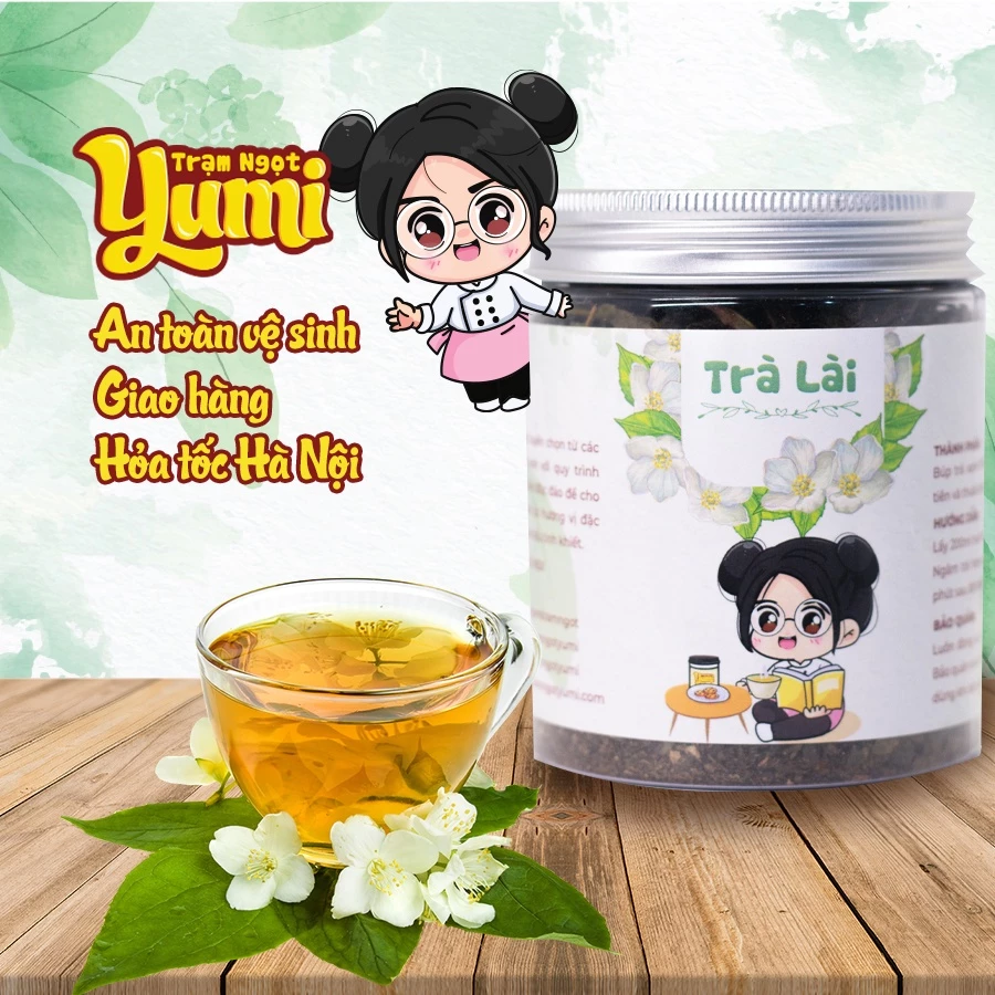 Trà lài Yumi hộp 75g, trà xanh sấy hoa lài tự nhiên