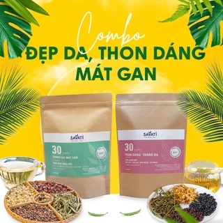 Combo 2 Trà đẹp da, thon dáng, mát gan Trà hoa ngũ cốc và Trà gạo lức đậu đen đậu đỏ 60 túi lọc