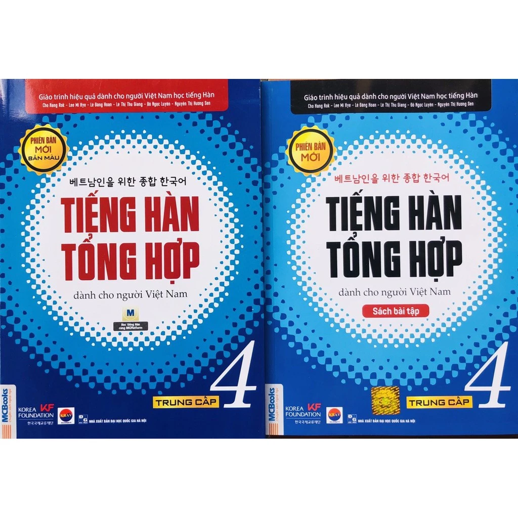 Sách - Combo Tiếng Hàn Tổng Hợp Dành Cho Người Việt Nam trung cấp 4 (SGK+ SBT) bản 4 màu