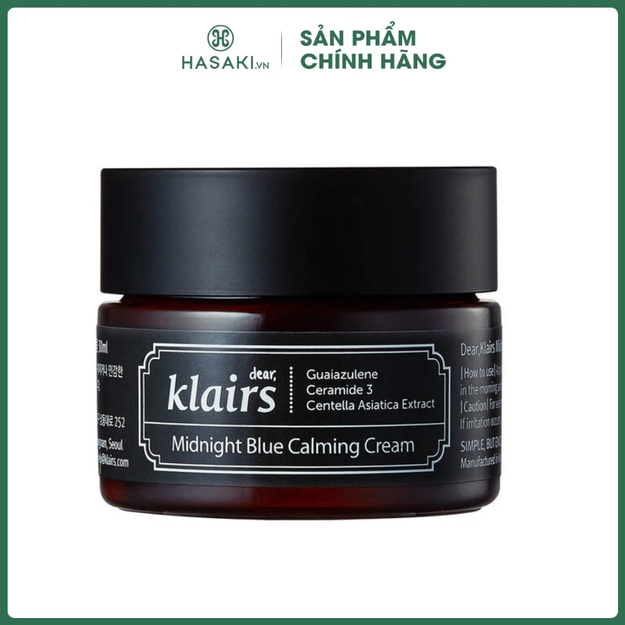 Kem Dưỡng Ẩm, Làm Dịu Da Ban Đêm Klairs Midnight Blue Calming Cream 30ml Hasaki Sản phẩm chính hãng