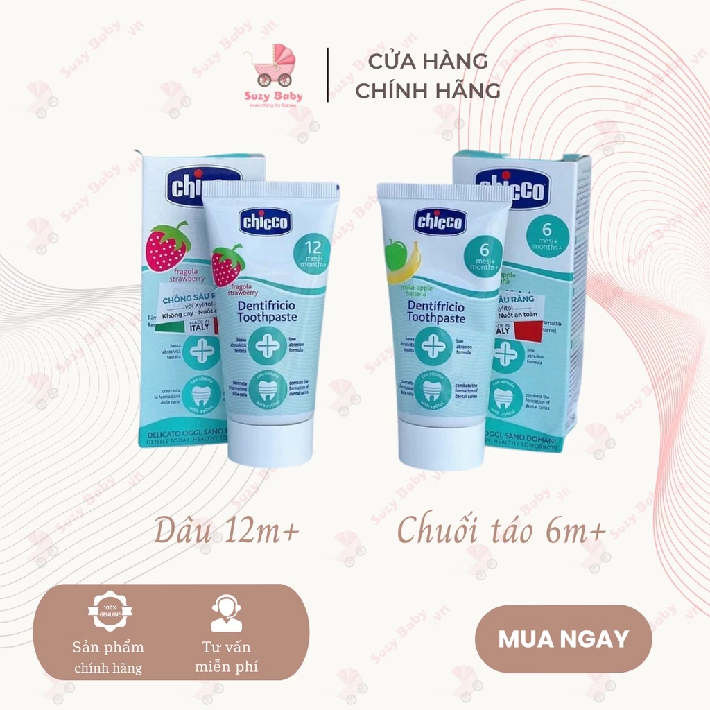 Kem đánh răng Chicco cho bé từ 6 tháng