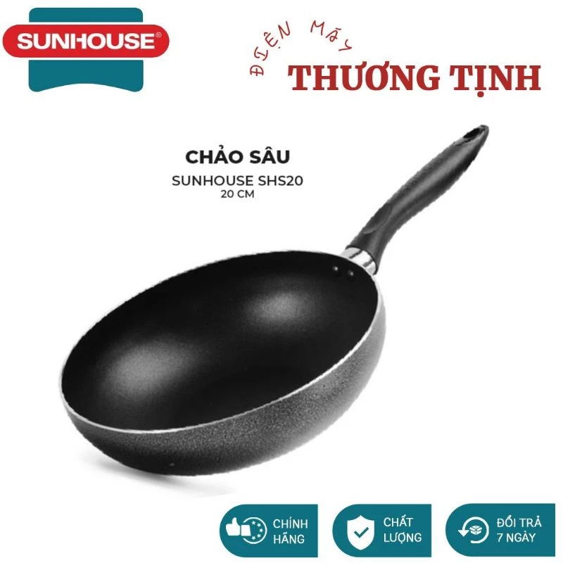 Chảo chống dính Sunhouse đáy sâu, Chảo sâu lòng Sunhouse 20, 24, 26, 28, 30cm