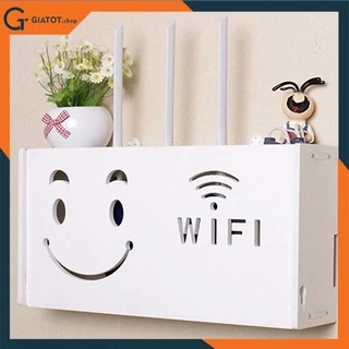(40-20-10)Kệ wifi, hộp đựng wifi chữ nhật hình mặt cười treo tường