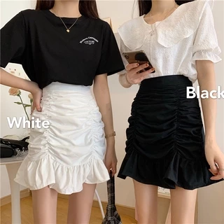 Women Fashion Pleated Skirt Summer Student Casual Fishtail Skirt