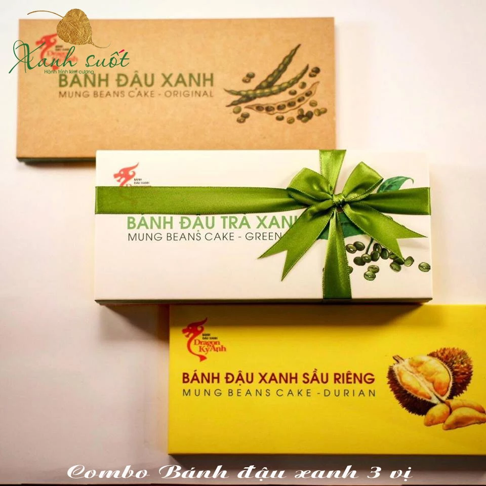 [Dragon Kỳ Anh] Combo Bánh Đậu Xanh Đặc Sản Rồng Vàng Kỳ Anh- Bánh Đậu Xanh Hải Dương- Hàng Cao Cấp [Xanh Suốt]