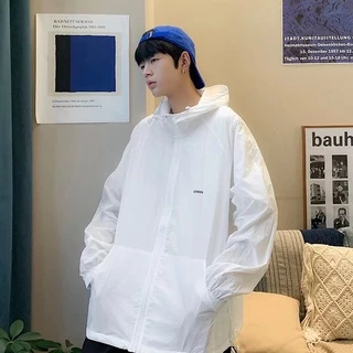 【2 colors】Áo Phông Áo Khoác Chống Nắng Nam Dáng Rộng Thoáng Khí Thời Trang Mùa Hè Cho Cặp Đôi Simple Bigsize Hoodie Unisex Áo Nam Form Rộng