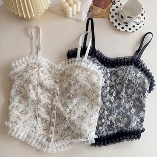 Áo bra nữ croptop 2 dây ren hoa cực đẹp và đáng yêu